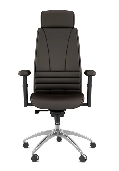 Cadeira de escritório de couro marrom moderno isolado no fundo branco — Fotografia de Stock