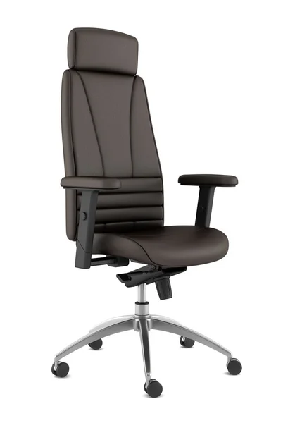Сучасний коричневий шкіряний офісний стілець ізольований на білому тлі — стокове фото