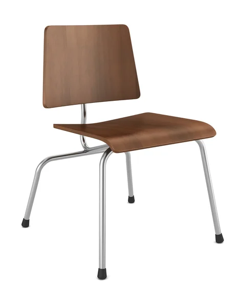 Modern ahşap sandalye beyaz zemin üzerine izole kahverengi — Stok fotoğraf