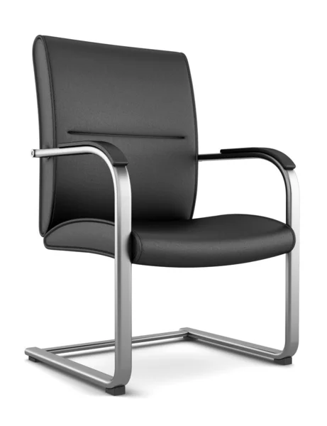 Moderna svart läder stol isolerad på vit bakgrund — Stockfoto