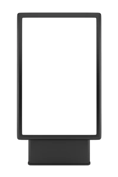 Cartelera publicitaria negra en blanco aislada sobre fondo blanco — Foto de Stock