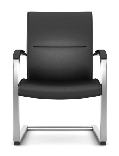 Современный черный кожаный стул на белом фоне — стоковое фото