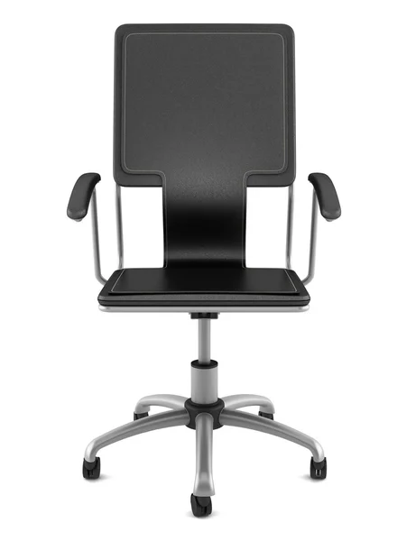 Сучасний чорний шкіряний офісний стілець ізольований на білому тлі — стокове фото