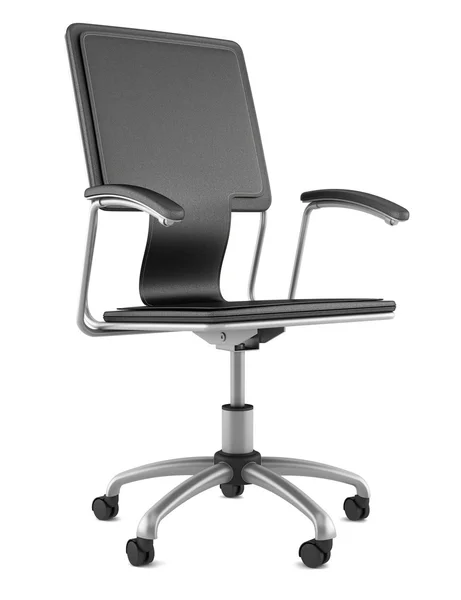 Современный черный кожаный офисный стул на белом фоне — стоковое фото