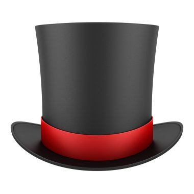 Beyaz arka plan üzerinde izole kırmızı şeridi ile siyah şapka