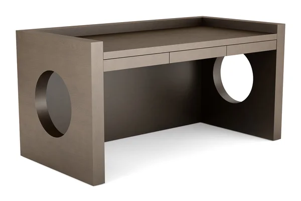 Nowoczesne brązowy drewniany stół na białym tle — Zdjęcie stockowe