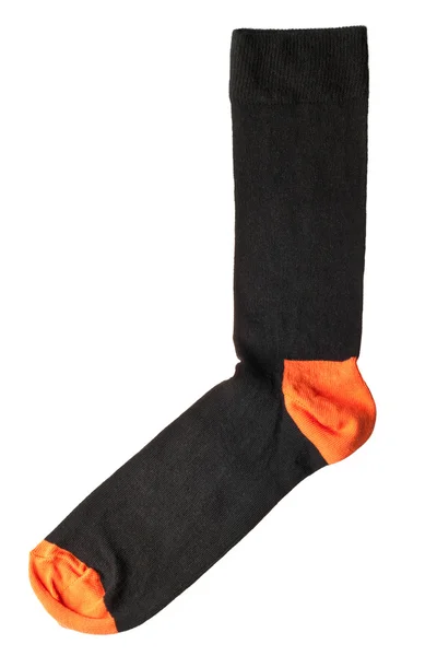 Beyaz arka plan üzerinde izole siyah ve turuncu erkek çorap — Stok fotoğraf