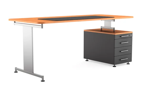 Table de bureau marron moderne isolée sur fond blanc — Photo