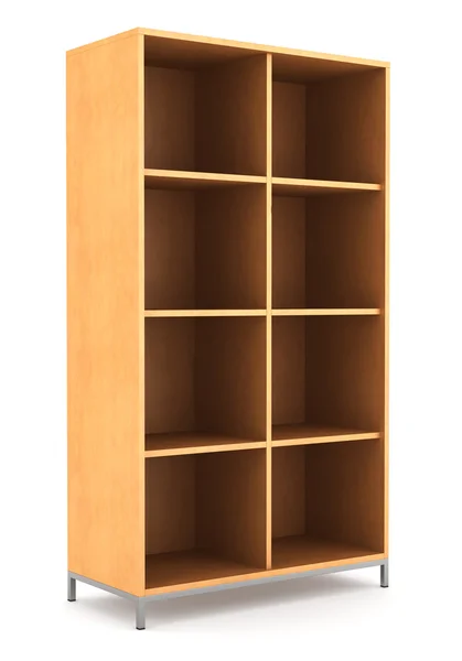 Librería moderna de madera de oficina aislada sobre fondo blanco — Foto de Stock