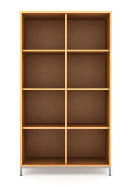 Escritório moderno estante de madeira isolado no fundo branco — Fotografia de Stock