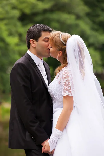 Menyasszony és vőlegény az esküvőn — Stock Fotó