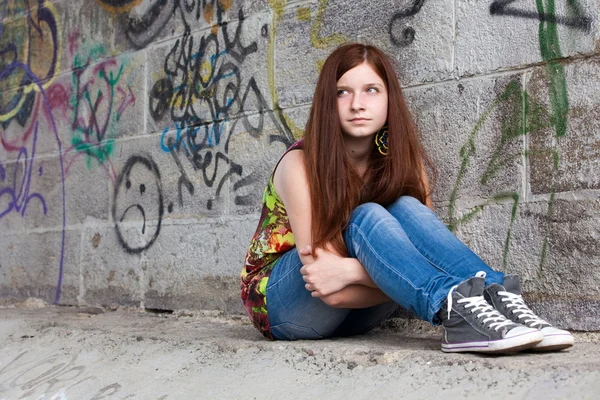 Teenage girls with problems, plenty of copy-space — Stock Photo, Image