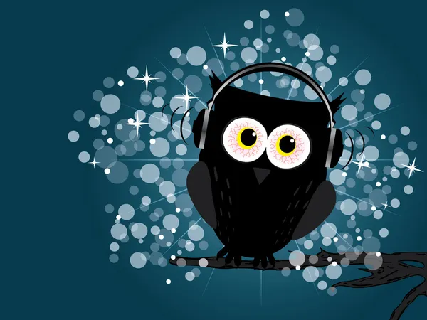 stock vector Owl with headphones