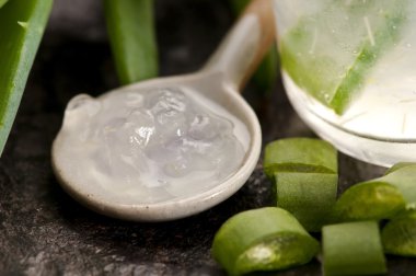 Taze yapraklı aloe vera suyu