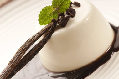 Çikolatalı ve vanilyalı Panna Cotta.