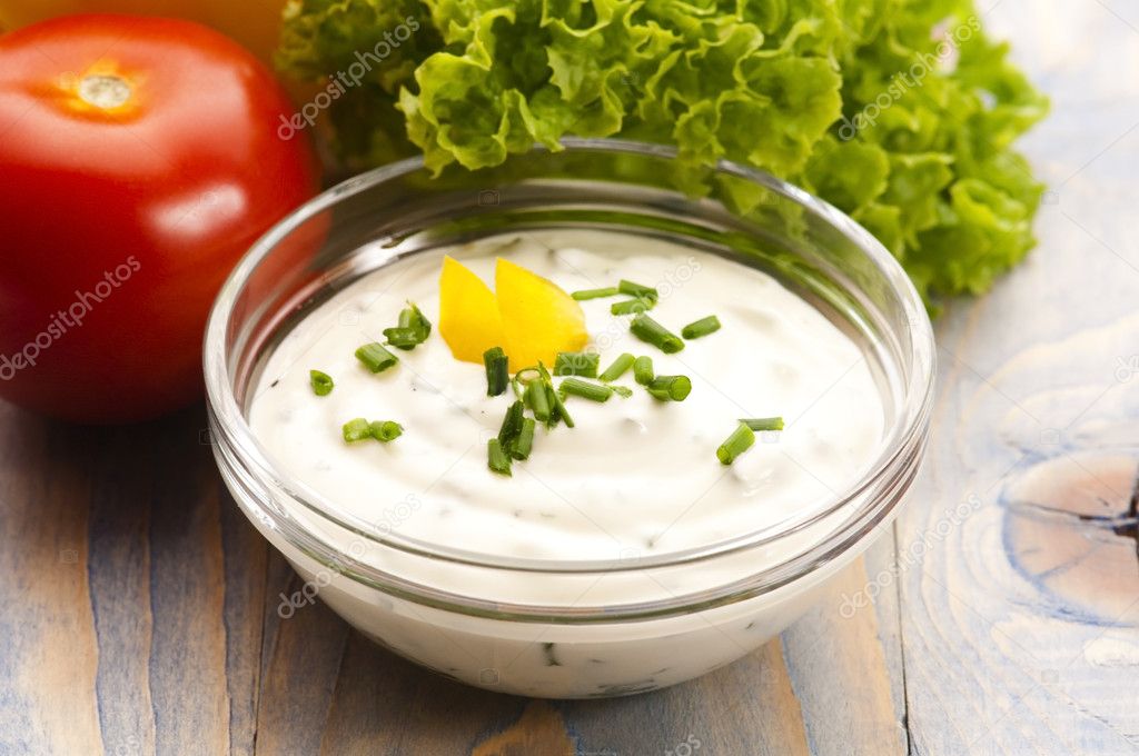 Delicious cream cheese with chives and vegetables Stock Photo by ...