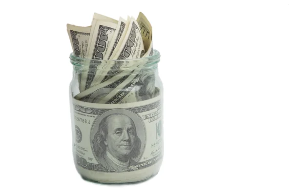 100 USD in the jar — Stock Photo, Image