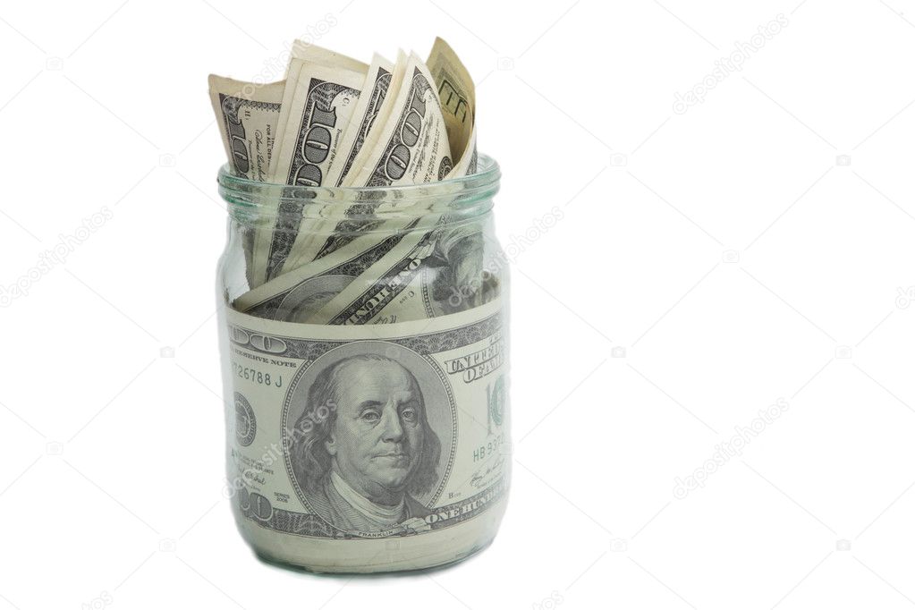 100 USD in the jar
