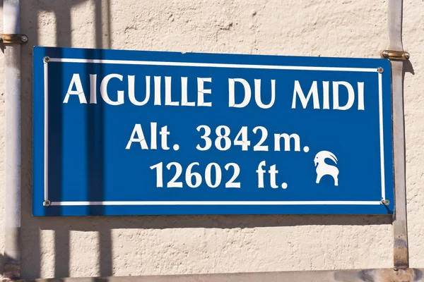 stock image Aiguille du Midi signboard