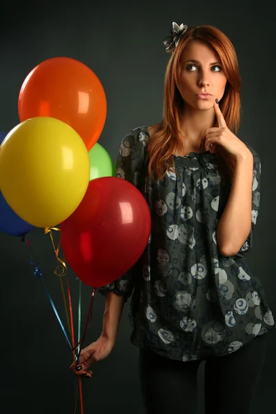 Menina com balões — Fotografia de Stock