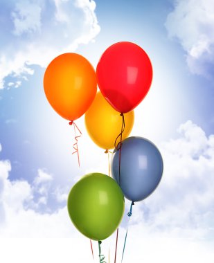 Balloons and blue sky clipart