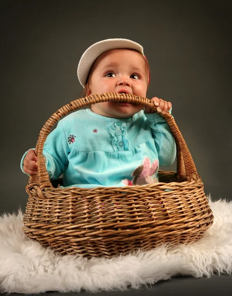 Baby in basket — Stock Photo, Image