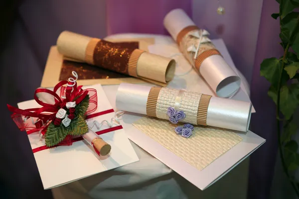 Handmade wedding invitations — Stock Photo, Image