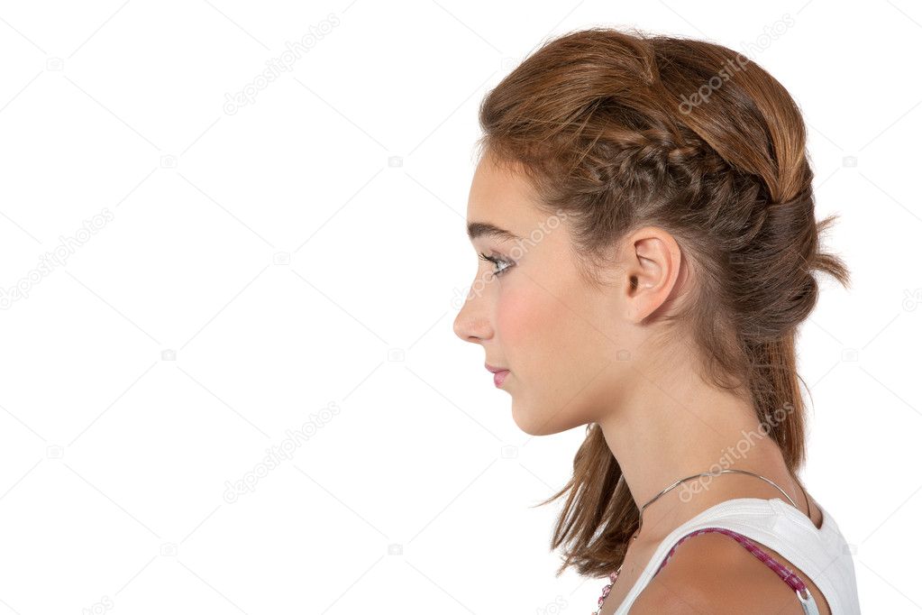 Profile of a teenage girl