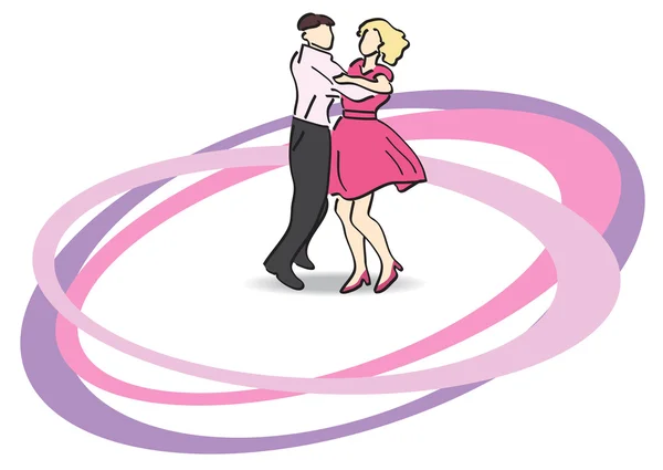 Ilustración vectorial - bailarines en la pista de baile — Vector de stock
