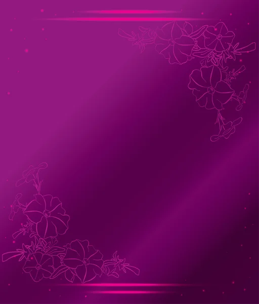 Tarjeta violeta con flores y degradado — Vector de stock