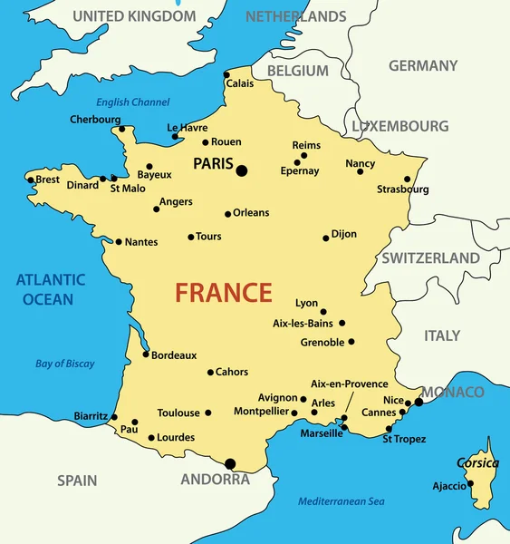 Kaart van Frankrijk - vectorillustratie — Stockvector