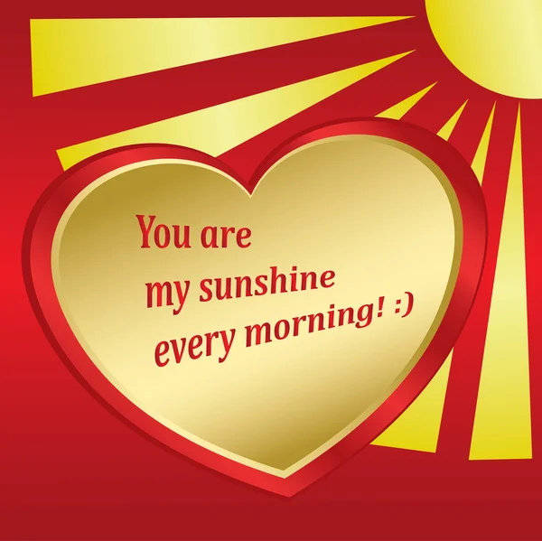 Cartão romântico com sol e coração - vetor — Vetor de Stock