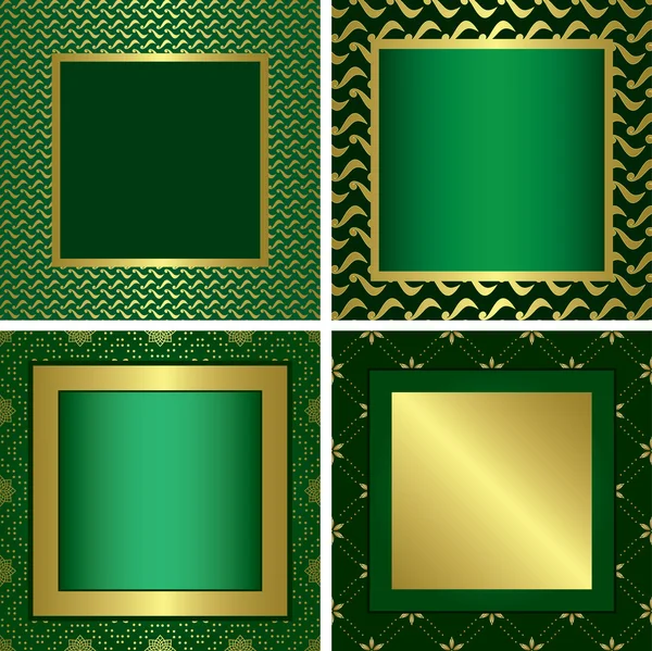 Grön golden dekorativa ramar - vektor — Stock vektor