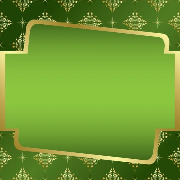 Green and golden frame on golden tracery — Stock Vector