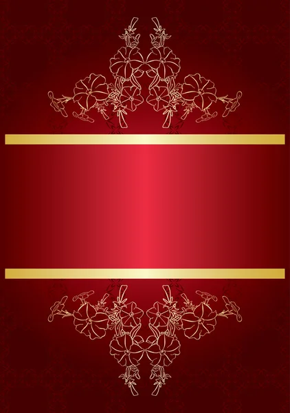 Elegante tarjeta roja con decoración dorada - vector — Vector de stock