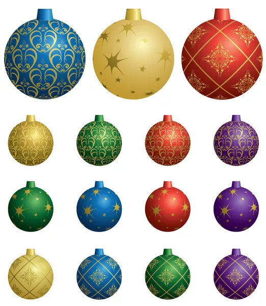Boules décoratives vectorielles colorées pour Noël — Image vectorielle