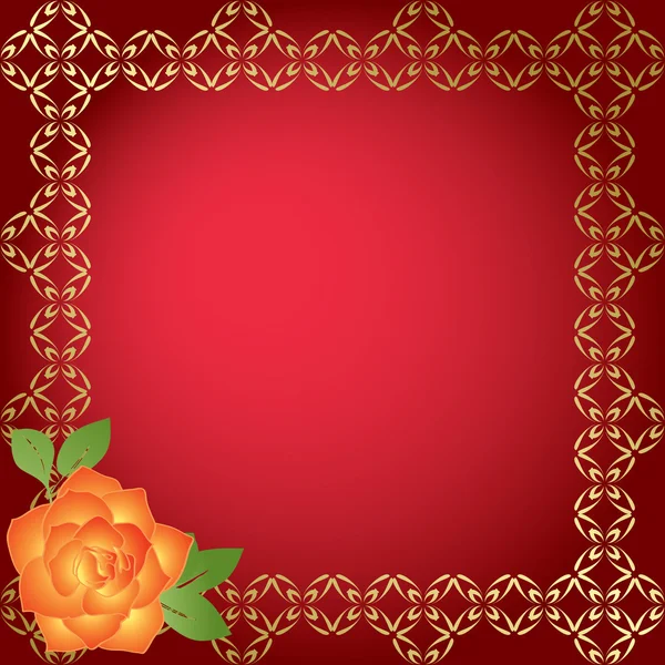 Carte vectorielle rouge avec bordures dorées — Image vectorielle