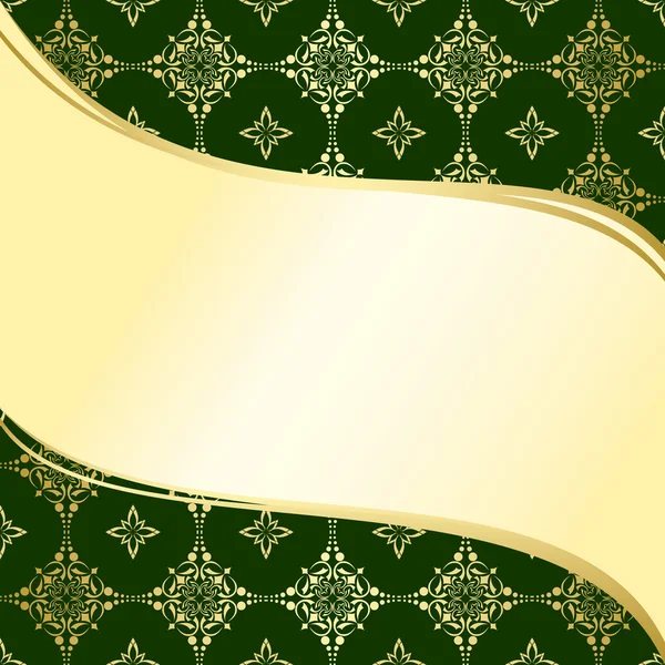 Abstrato verde ondulado e fundo dourado com tracery - vetor — Vetor de Stock