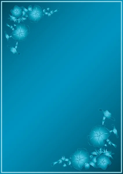 Vector blue card with gradient in blue flowers — Stock Vector