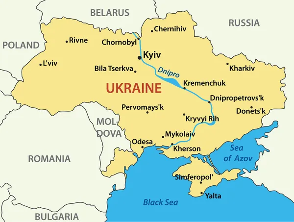 Χάρτη της Ουκρανίας - εικονογράφηση φορέας — Διανυσματικό Αρχείο
