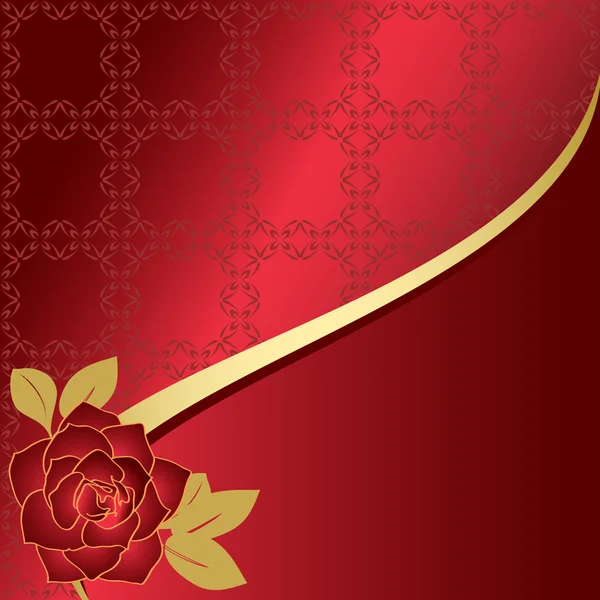 Червона векторна картка з трояндою — стоковий вектор