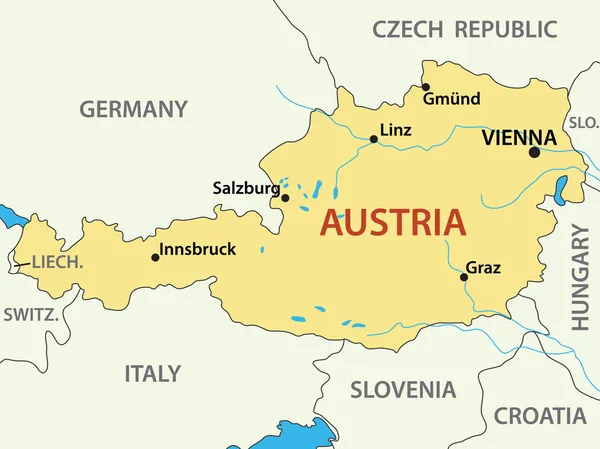 Mapa da Áustria - ilustração vetorial — Vetor de Stock