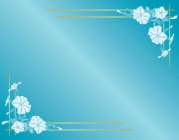 Vetor luz azul cartão com flores e gradiente —  Vetores de Stock