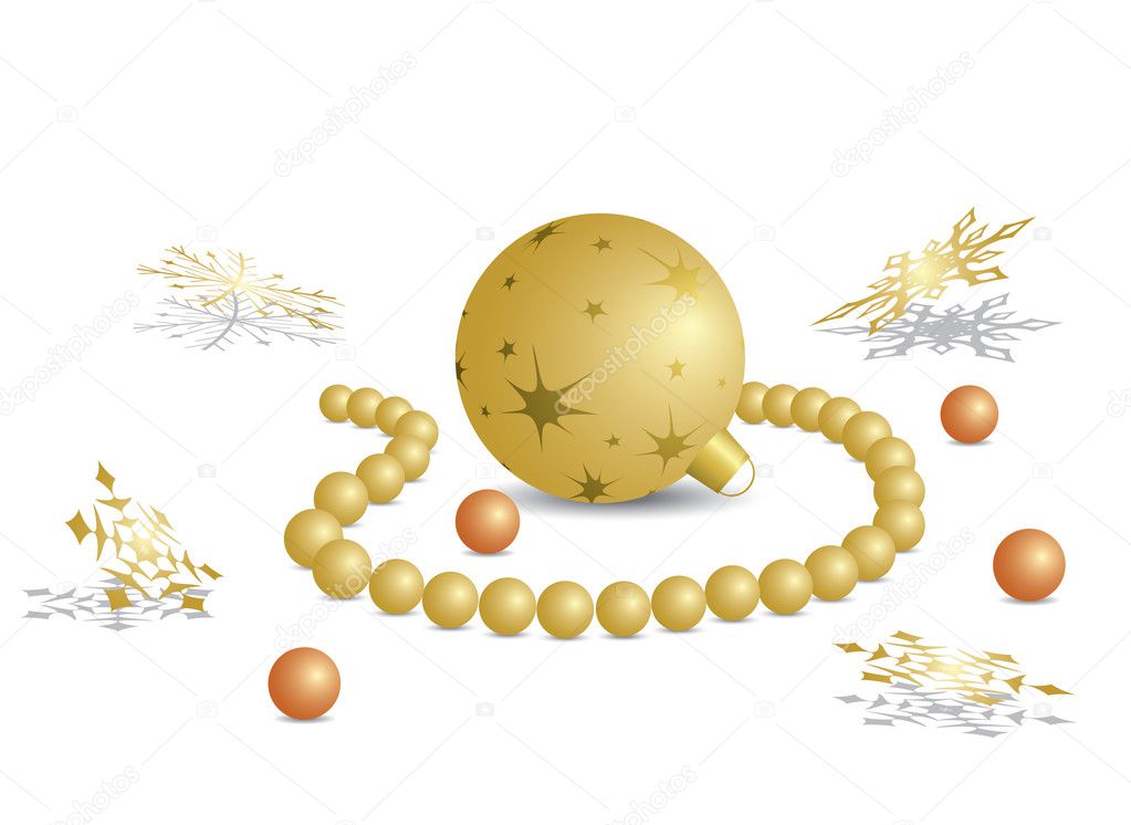 Vector holiday illustration with decorative ball and pearls