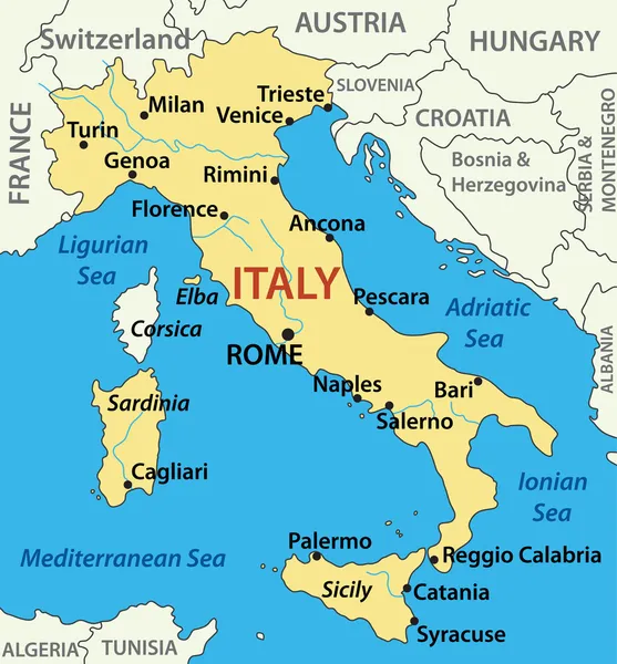 Mapa da Itália - ilustração vetorial — Vetor de Stock