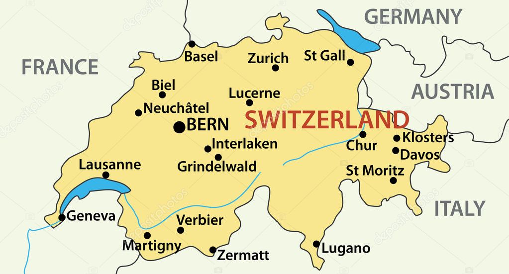Map of Switzerland - vector illustration