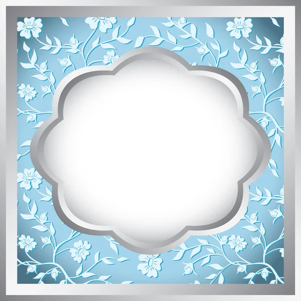 Silver and blue floral frame - vector — Stock Vector