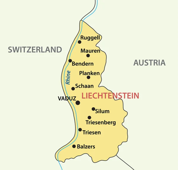 Mapa de Liechtenstein - ilustração vetorial —  Vetores de Stock