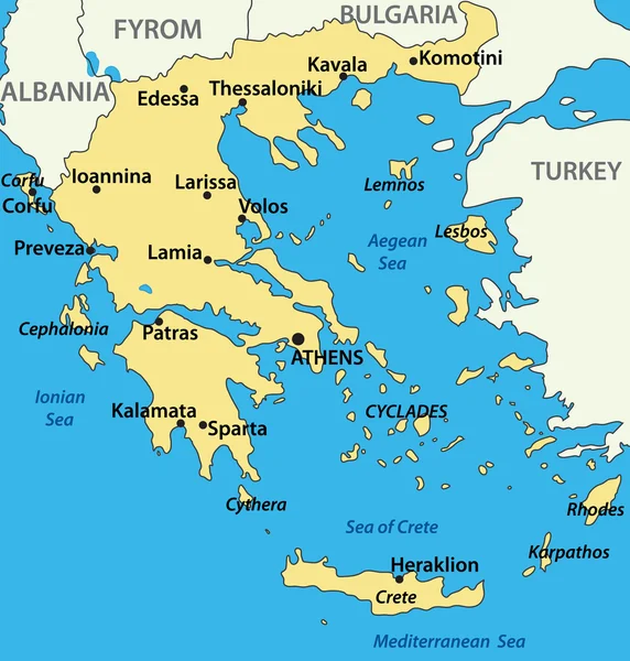 Mapa Grecji - ilustracja wektorowa — Wektor stockowy