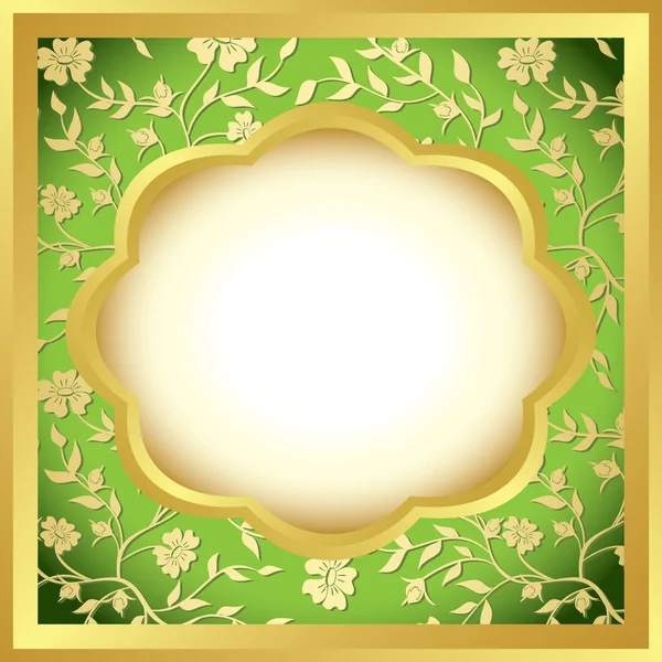 Зелена і золота декоративна рамка - вектор — стоковий вектор